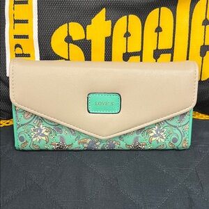 Love Beige and Mint Floral Clutch